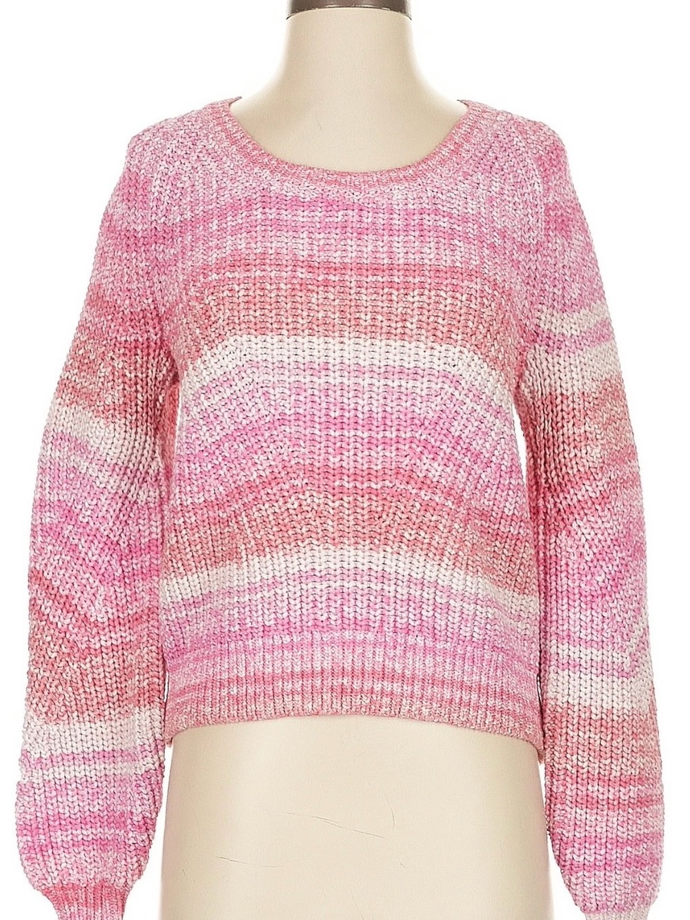 Banana Republic Pink & White Marled Crewneck Sweater